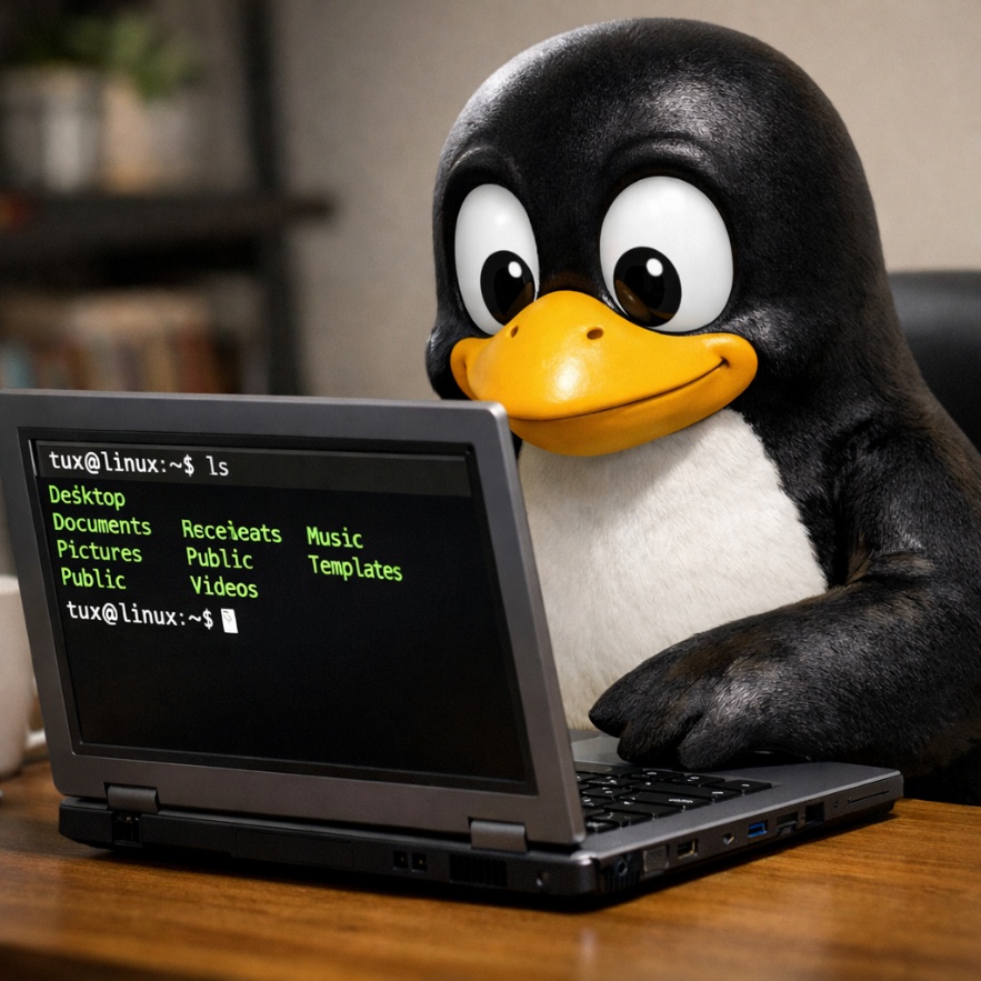 Tux aan laptop